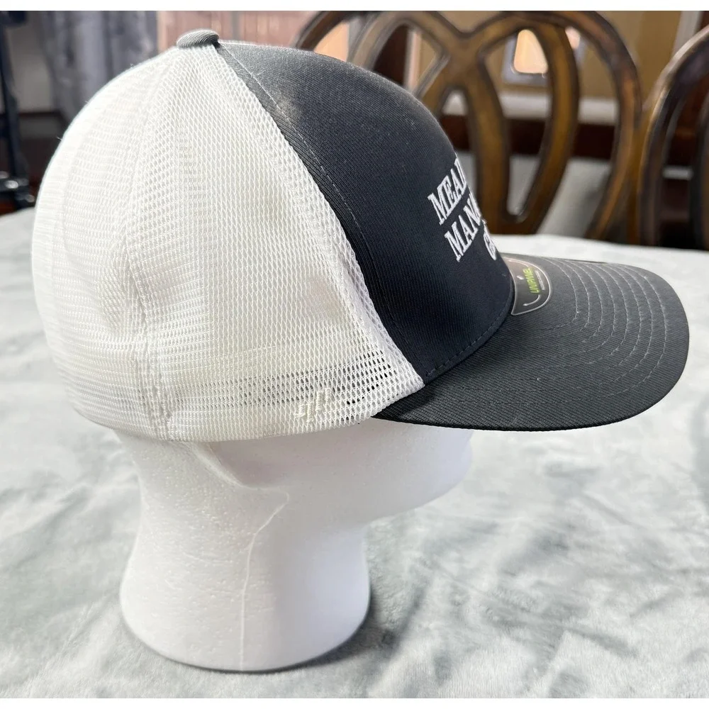 Meadowview‎ Management Group Hat Cap Fitted Mens L/XL Gray Flexfit Mesh Trucker